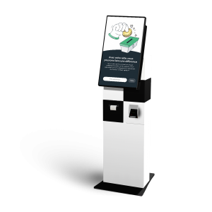 Borne de dons avec paiement TPE, écran 27 pouces